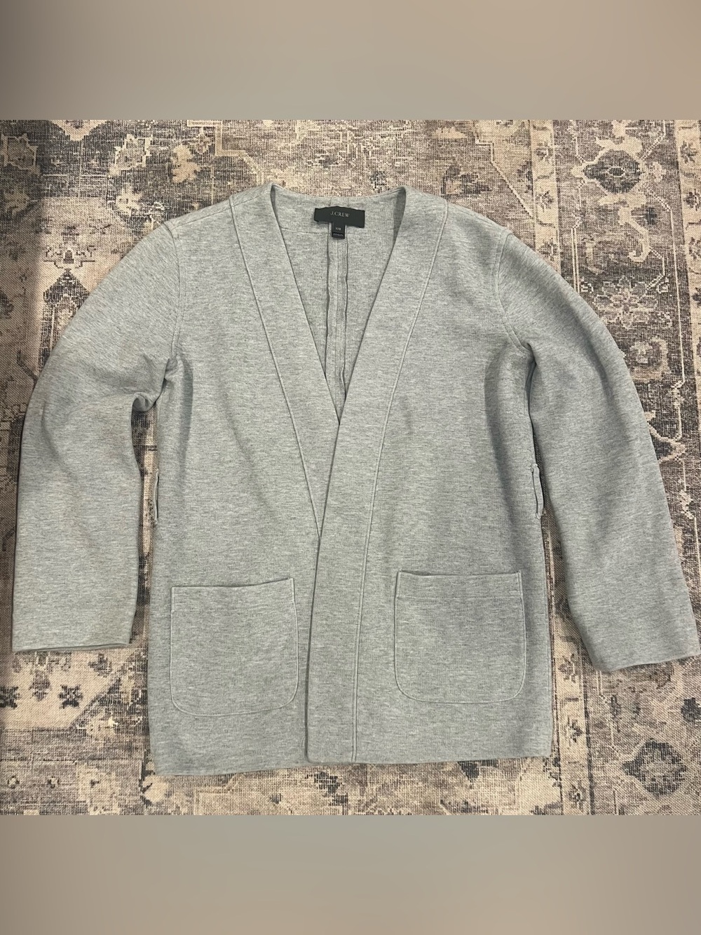 J Crew Gray Open-Front Pocket Sweater